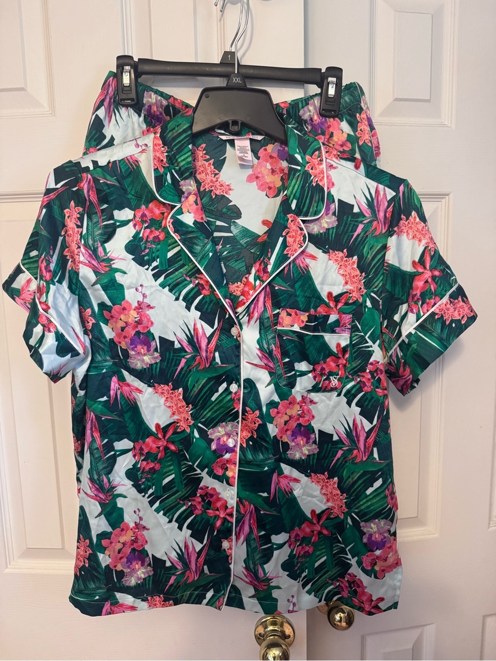 Victoria's Secret Floral Pajama Top - Green, Pink & Red